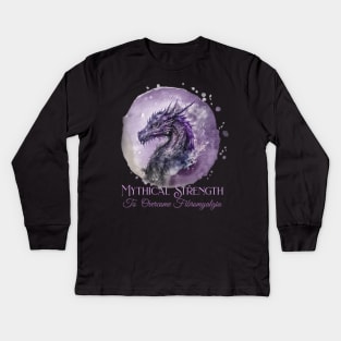 Fibromyalgia Awareness Mythical Strength To Overcome Fibromyalgia Dragon Kids Long Sleeve T-Shirt